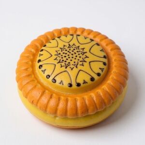 Alvino Bagni Raymor Italian Pottery Dish/ Lid Sunflower #R1116 Orange/Yellow 6x3